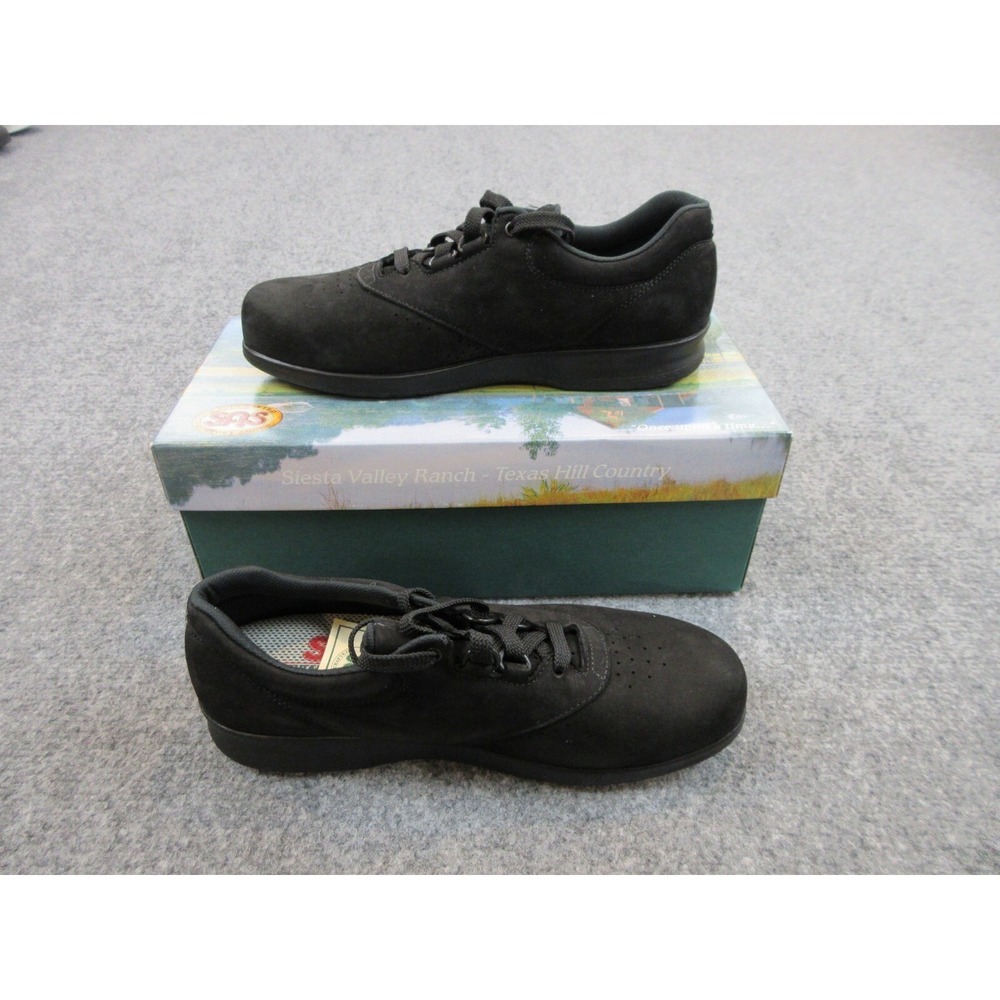 SAS Free Time Shoes Womens Black Charcoal Comfort Leather Walking Size‎ 7.5